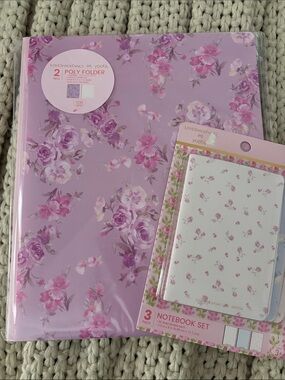 LoveShackFancy Lavender Floral Poly Folder & Notebook Set